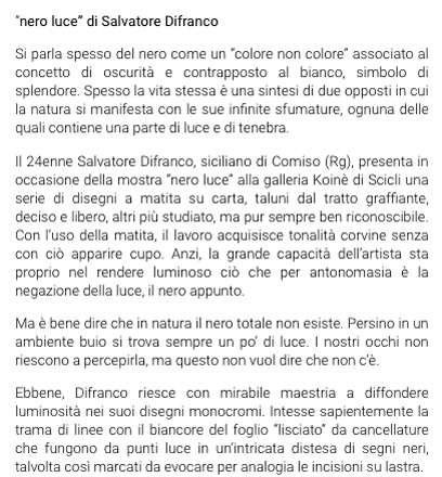 'nero luce' di Salvatore Difranco